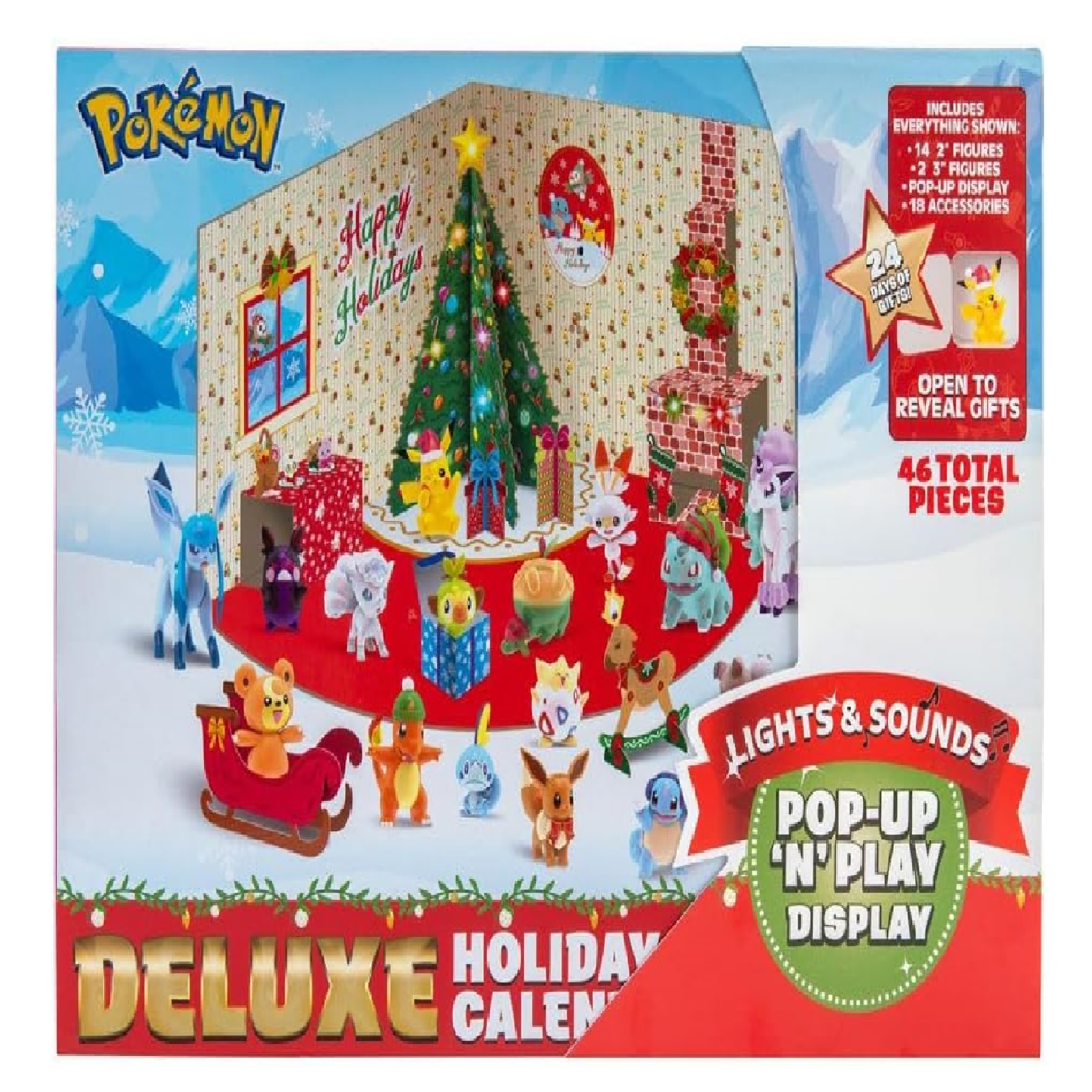 Pokemon Deluxe Adventskalender 2021 Figuren und Weihnachtsdekoration