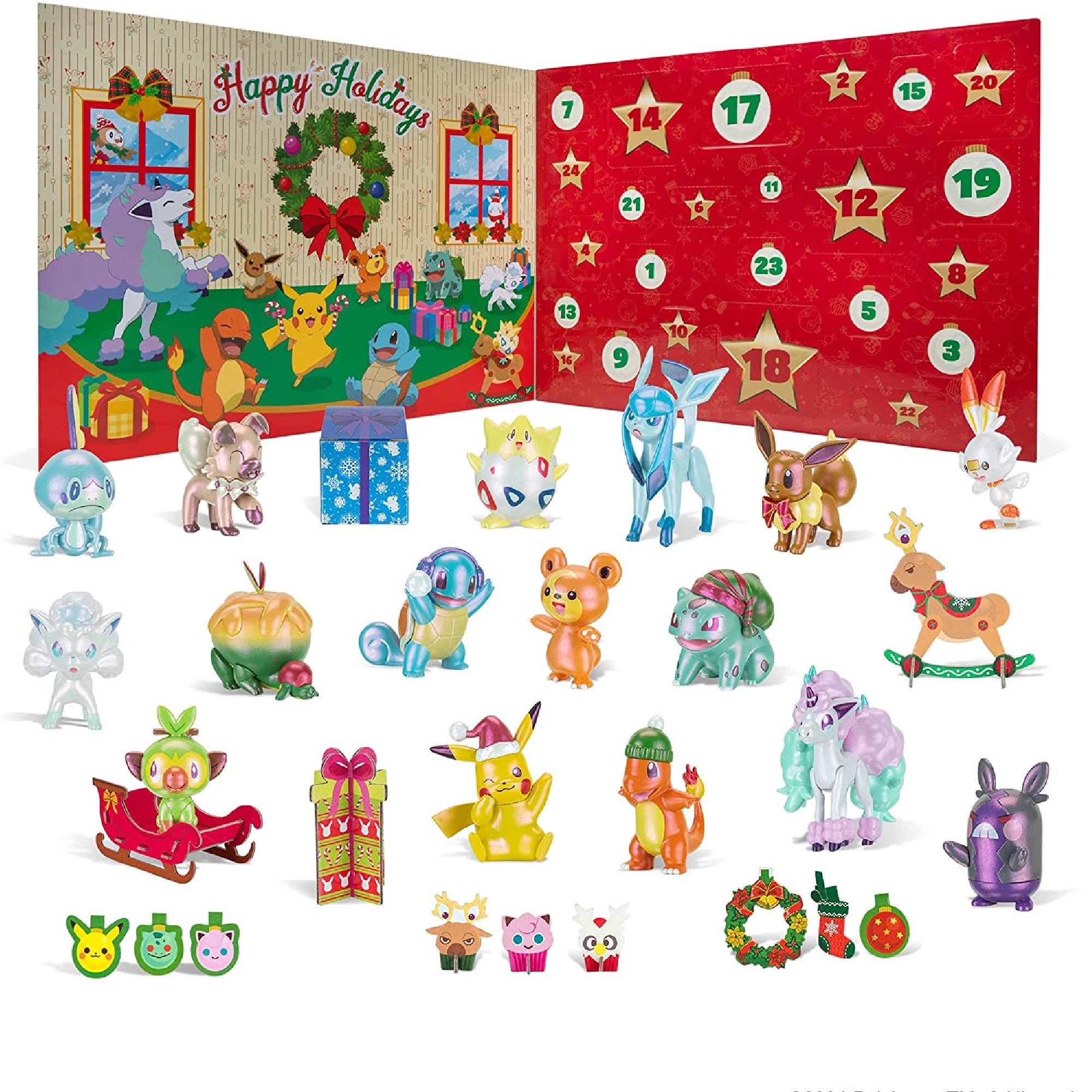 Pokemon Deluxe Adventskalender 2021 Figuren und Weihnachtsdekoration