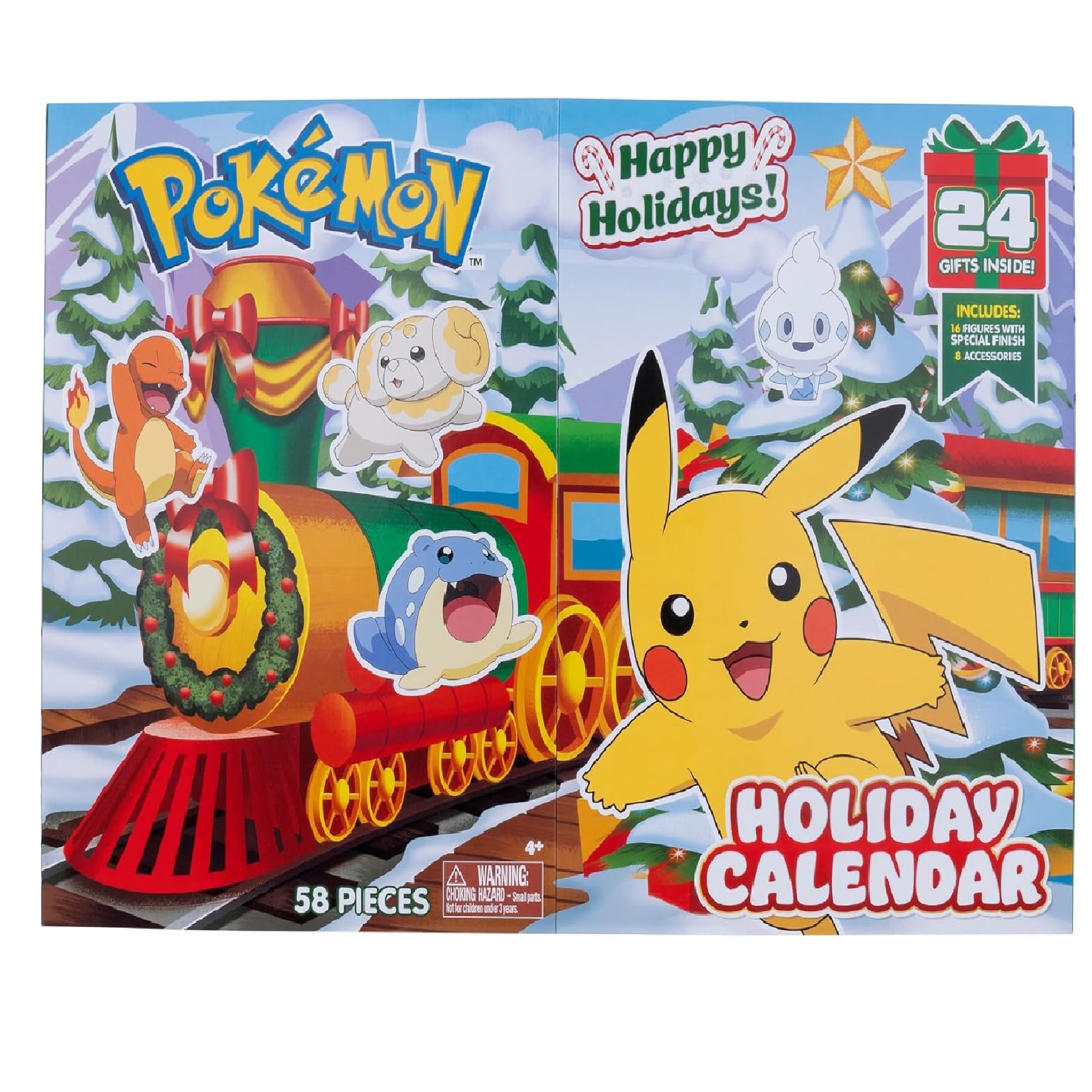 Pokemon Happy Holidays Adventskalender 2024 Figuren und Weihnachtsdekoration